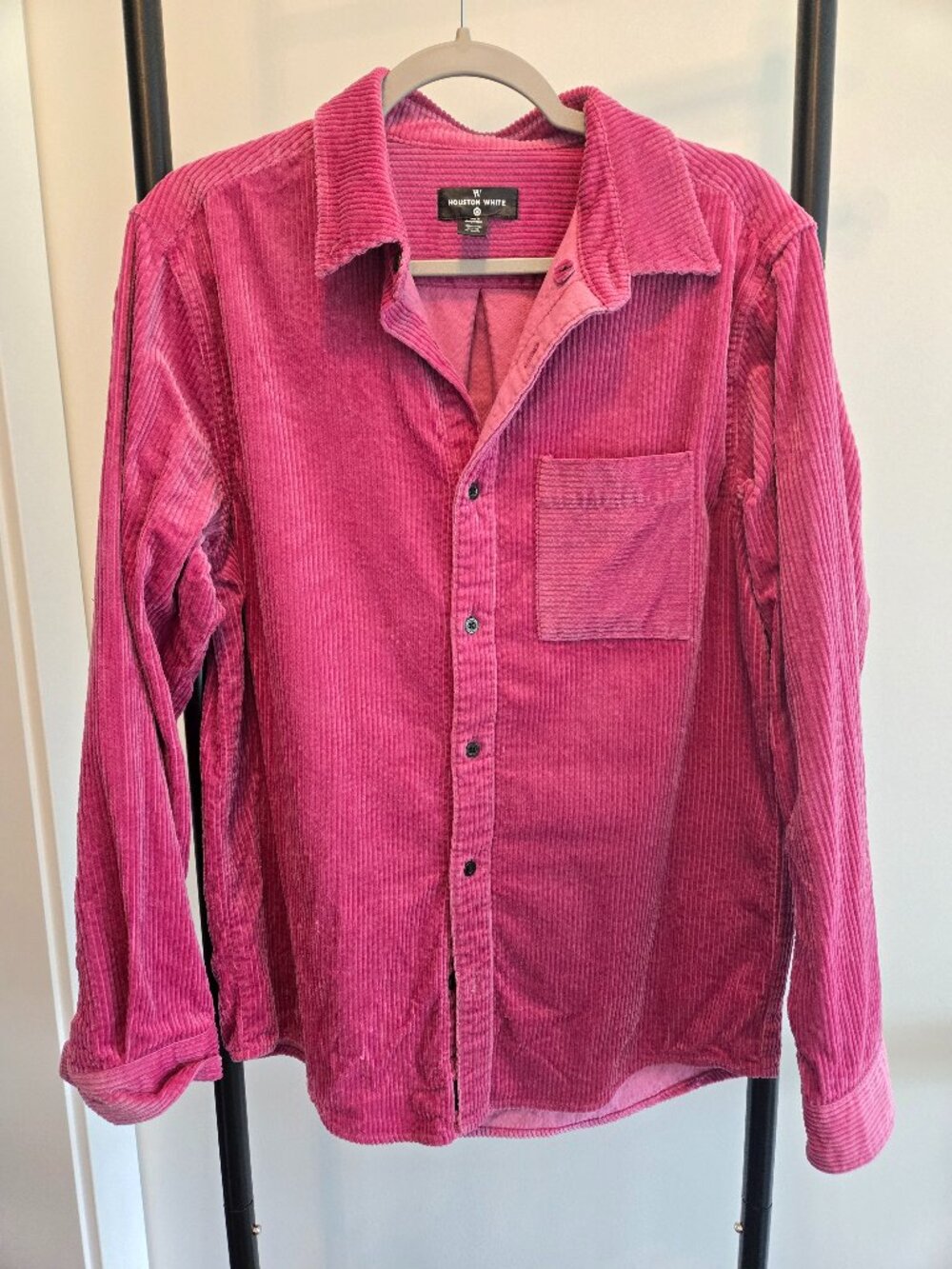 Houston White Target Pink Corduroy Button Down long sleeve shirt size Medium